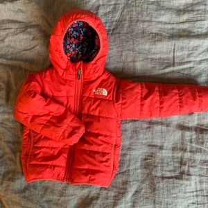 Kids North Face Reversible Flower/Hot Pink Puffer Jacket 2T